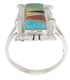 Sterling Silver Southwest Multicolor Inlay Ring Size 5-3/4 WX41361